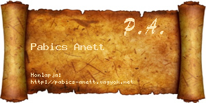Pabics Anett névjegykártya